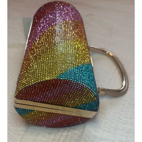 🌈 Rainbow 🌈 Multicolour Crystal Diamond Cylinder Top Handle Embellished Evenin